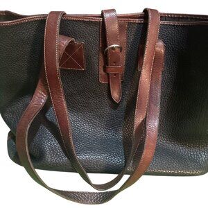 Vtg Dooney & Bourke pebbled leather tote bag purse classic black/brown